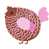 A russet and pink chicken with a lace pattern