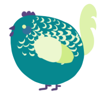 A teal and apple chicken with a half-lace pattern