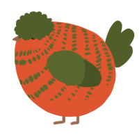 A vermilion and olive chicken with a bar pattern