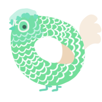 A spring and cream chicken with a lace pattern
