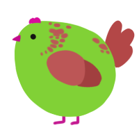 A grass and red chicken with a neck-speckle pattern