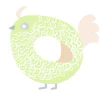 A apple and cream chicken with a double-lace pattern