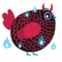 A sable and crimson chicken with a lace pattern