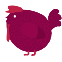 A maroon chicken with a lace pattern