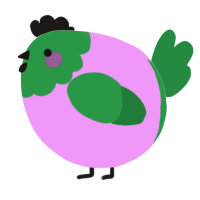 A lavender and viridian chicken with a head pattern