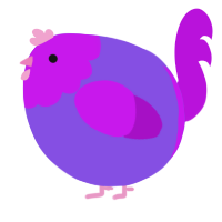 A blurple and amethyst chicken with a head pattern