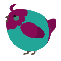A turquoise and wine chicken with a head pattern