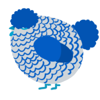 A mist and ultramarine chicken with a lace pattern