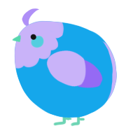 A sky and lilac chicken with a head pattern