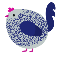 A silver and navy chicken with a double-lace pattern