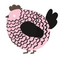 A rose and sable chicken with a lace pattern