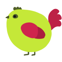 A lime and crimson chicken