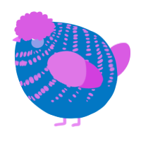 A sapphire and orchid chicken with a bar pattern