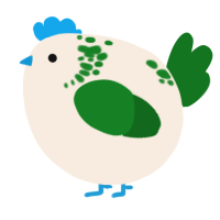 A cream and leaf chicken with a neck-speckle pattern