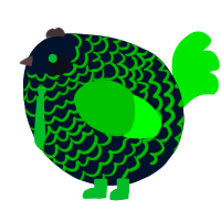 A cream and orchid chicken with a lace pattern