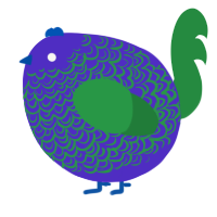 A indigo and viridian chicken with a double-lace pattern