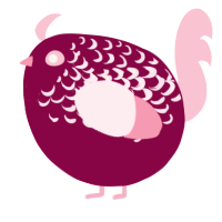 A maroon and rose chicken with a half-lace pattern