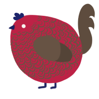 A crimson and bark chicken with a double-lace pattern