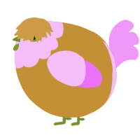 A gold and lavender chicken with a head pattern