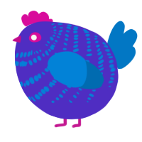 A indigo and sapphire chicken with a bar pattern