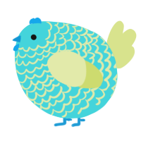 A aqua and lemon chicken with a lace pattern