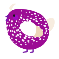 A plum and cream chicken with a speckle pattern