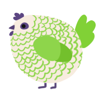 A cream and grass chicken with a lace pattern
