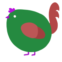 A viridian and red chicken
