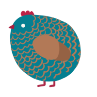 A sea and brown chicken with a lace pattern