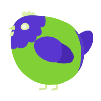 A grass and indigo chicken with a head pattern