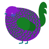 A violet and leaf chicken with a lace pattern