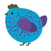 A cerulean and overcast chicken with a speckle pattern