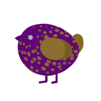 A plum and orange chicken with a speckle pattern