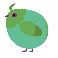 A turquoise and viridian chicken with a head pattern