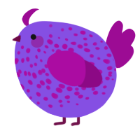 A blurple and plum chicken with a speckle pattern