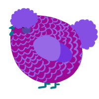 A plum and blurple chicken with a lace pattern