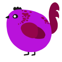A amethyst and maroon chicken with a neck-speckle pattern