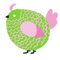 A grass and pink chicken with a lace pattern