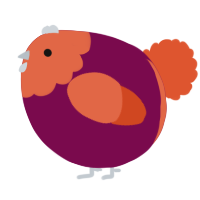 A wine and vermilion chicken with a head pattern