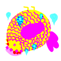 A lime and amethyst chicken with a lace pattern