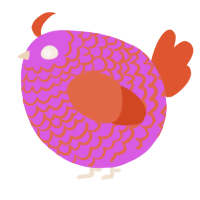 A orchid and vermilion chicken with a lace pattern