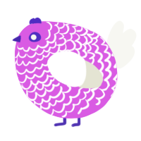 A orchid and white chicken with a lace pattern
