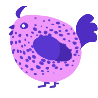 A lavender and indigo chicken with a speckle pattern