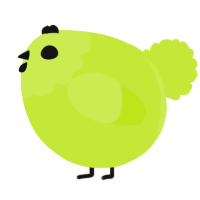 A lime chicken with a head pattern
