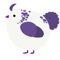 A white and overcast chicken with a neck-speckle pattern