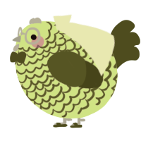 A apple and olive chicken with a lace pattern