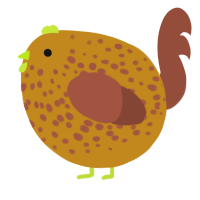 A ochre and russet chicken with a speckle pattern