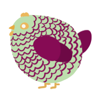 A gluppy and wine chicken with a lace pattern