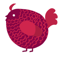 A maroon and crimson chicken with a lace pattern