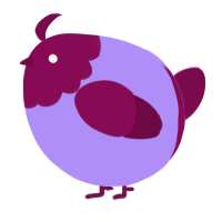 A lilac and wine chicken with a head pattern